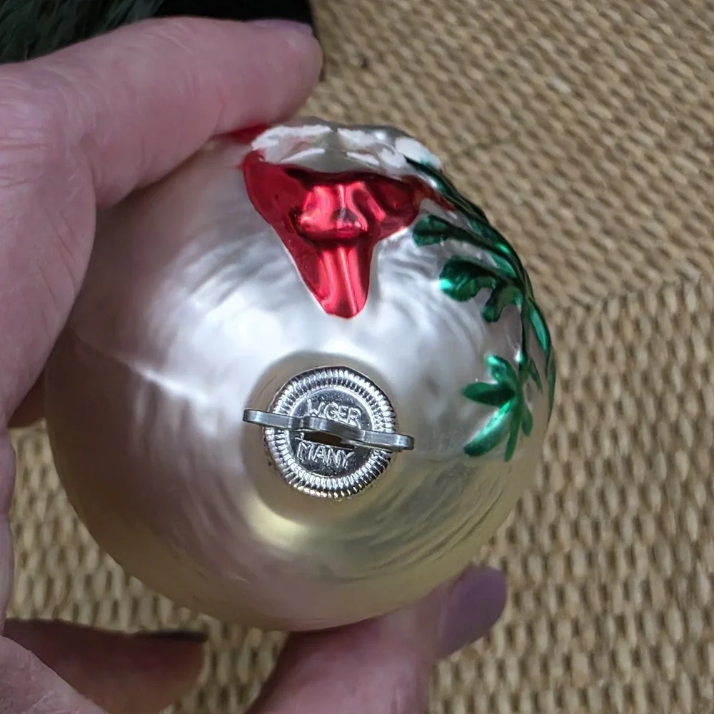 VTG West Germany‎ Blown Glass Santa Egg Christmas Ornament 4